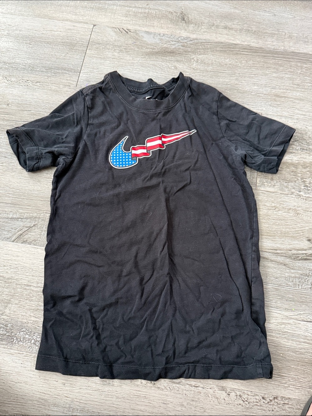 Nike Black Tee with American Flag Swoosh